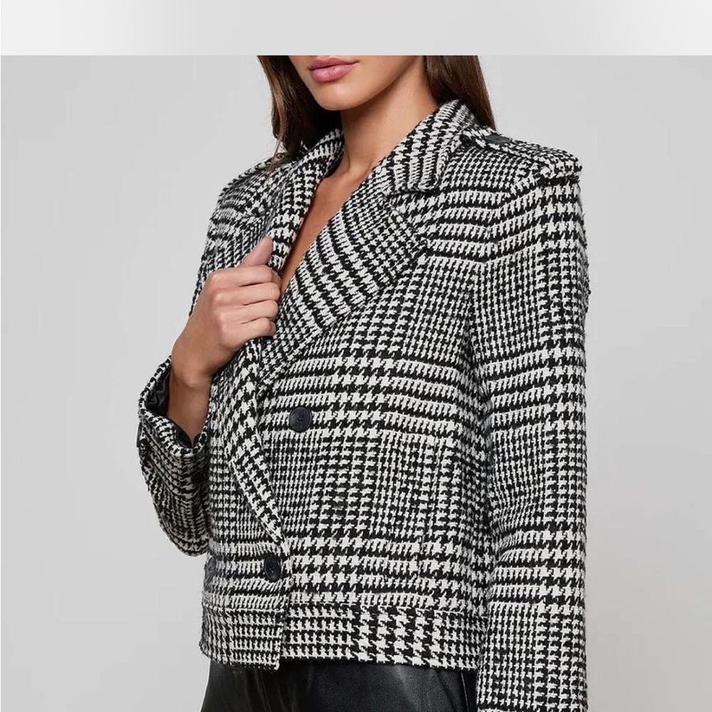 L’Agence Xoey Women's Black and White Houndstooth Jacket Coat in Size Small - Picture 3 of 4